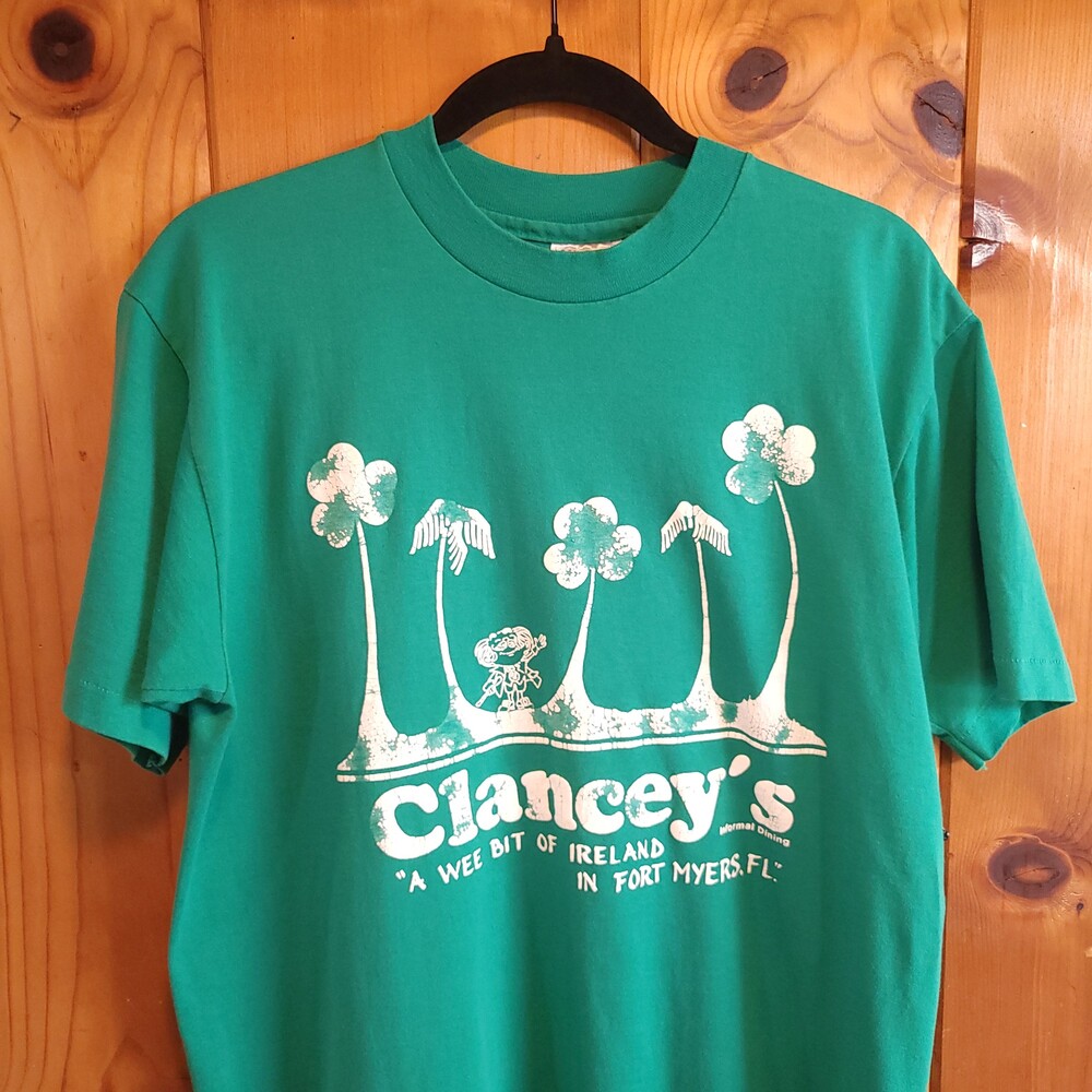 Vintage 80s single stitch irish pub beer Hanes Fifty-Fifty Large Green T-Shirt